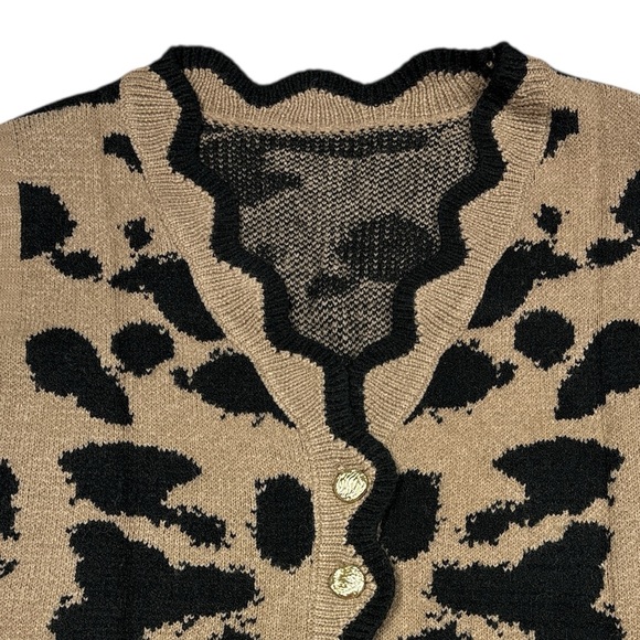 NWT Commense Animal Print Knit Cardigan Vest Women’s S Wool Blend Soft Layer - Picture 7 of 9